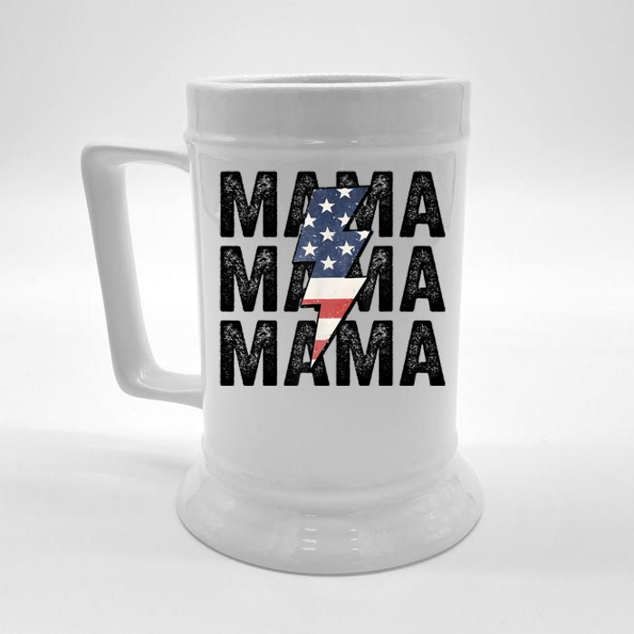 American Mama Lightning Bolt Mom Patriotic 4th Of July Beer Stein