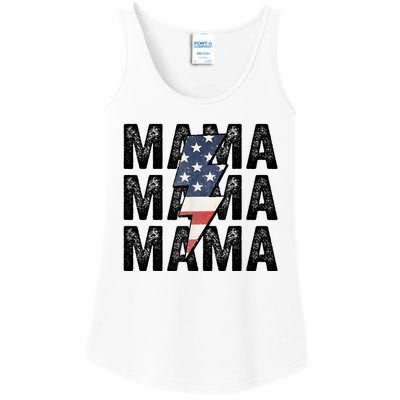 American Mama Lightning Bolt Mom Patriotic 4th Of July Ladies Essential Tank