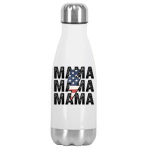 American Mama Lightning Bolt Mom Patriotic 4th Of July Stainless Steel Insulated Water Bottle