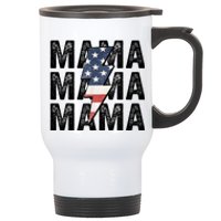 American Mama Lightning Bolt Mom Patriotic 4th Of July Stainless Steel Travel Mug