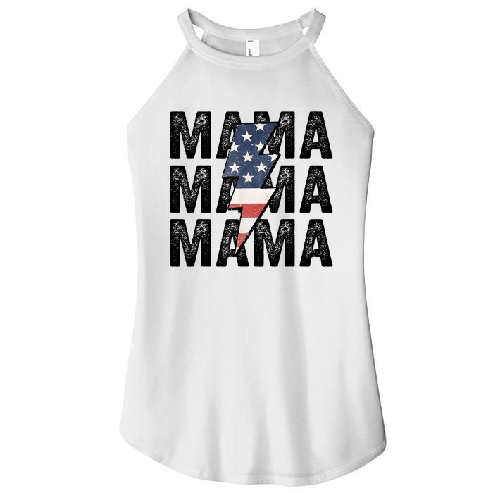 American Mama Lightning Bolt Mom Patriotic 4th Of July Women’s Perfect Tri Rocker Tank