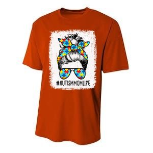 Autism Mom Life Messy Bun Sunglasses Bandana Mothers Day Gift Performance Sprint T-Shirt