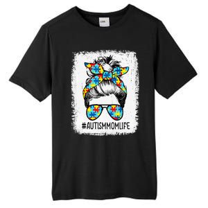 Autism Mom Life Messy Bun Sunglasses Bandana Mothers Day Gift Tall Fusion ChromaSoft Performance T-Shirt