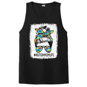 Autism Mom Life Messy Bun Sunglasses Bandana Mothers Day Gift PosiCharge Competitor Tank