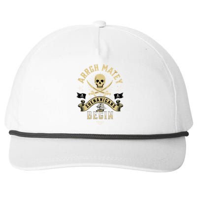 Arrgh Matey Let The Shenanigans Begin Pirate Snapback Five-Panel Rope Hat