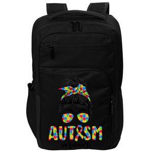 Autism Mom Life Messy Bun Sunglasses Bandana Mother's Day Gift Impact Tech Backpack