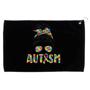 Autism Mom Life Messy Bun Sunglasses Bandana Mother's Day Gift Grommeted Golf Towel