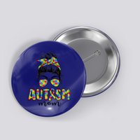 Autism Mom Life Messy Bun Sunglasses Bandana Mother's Day Gift Button