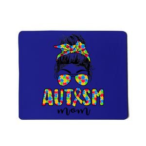 Autism Mom Life Messy Bun Sunglasses Bandana Mother's Day Gift Mousepad