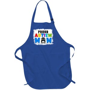 Autism Mom Life Messy Bun Sunglasses Bandana Mother’s Day Gift Full-Length Apron With Pockets