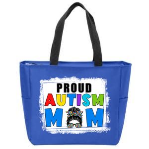 Autism Mom Life Messy Bun Sunglasses Bandana Mother’s Day Gift Zip Tote Bag