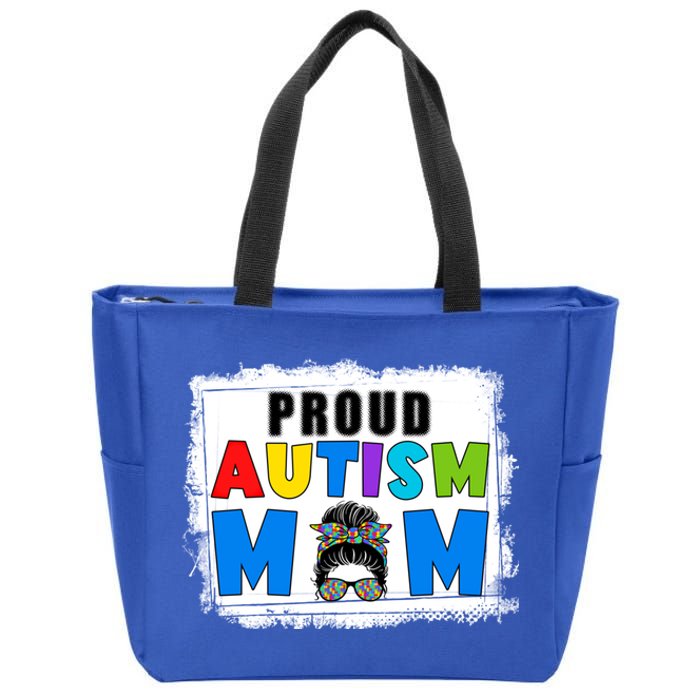 Autism Mom Life Messy Bun Sunglasses Bandana Mother’s Day Gift Zip Tote Bag