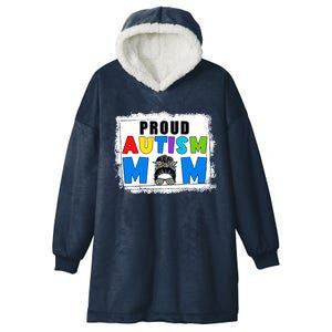 Autism Mom Life Messy Bun Sunglasses Bandana Mother’s Day Gift Hooded Wearable Blanket