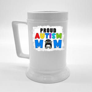 Autism Mom Life Messy Bun Sunglasses Bandana Mother’s Day Gift Beer Stein