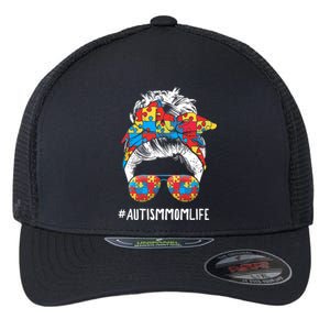 Autism Mom Life Messy Bun Sunglasses Bandana Mother’s Day Gift Flexfit Unipanel Trucker Cap