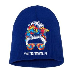 Autism Mom Life Messy Bun Sunglasses Bandana Mother’s Day Gift Short Acrylic Beanie