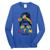 Autism Mom Life Messy Bun Sunglasses Bandana Mother’s Day Gift Long Sleeve Shirt