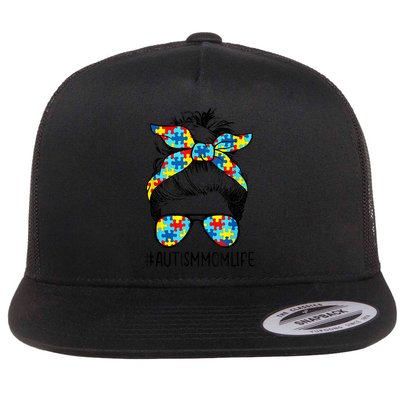 Autism Mom Life Messy Bun Sunglasses Bandana Mother’s Day Cute Gift Flatbill Hat