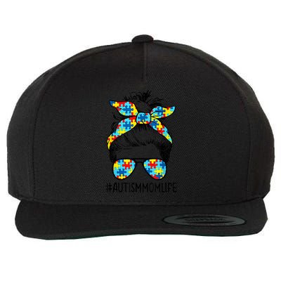 Autism Mom Life Messy Bun Sunglasses Bandana Mother’s Day Cute Gift Wool Snapback Cap