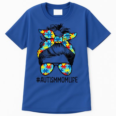 Autism Mom Life Messy Bun Sunglasses Bandana Mother’s Day Cute Gift Tall T-Shirt