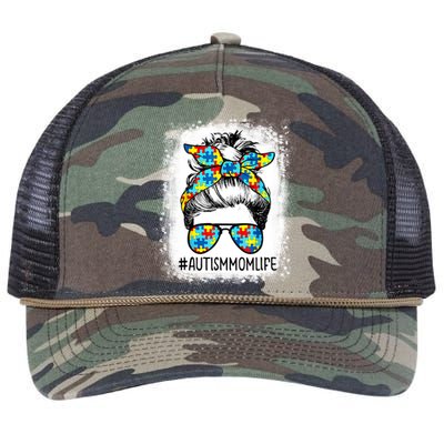 Autism Mom Life Messy Bun Sunglasses Bandana Mother’s Day Gift Retro Rope Trucker Hat Cap