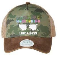 Actively Monitoring Like A Boss Testing Day Funny Teacher Legacy Tie Dye Trucker Hat