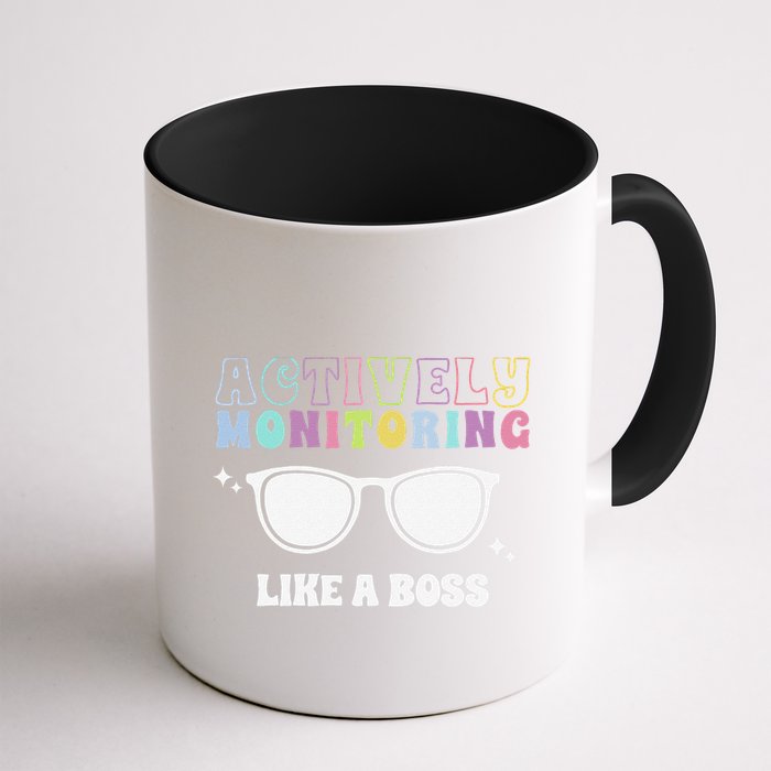 Actively Monitoring Like A Boss Testing Day Funny Teacher Mug