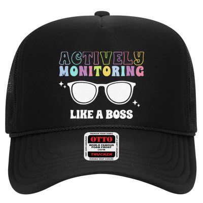 Actively Monitoring Like A Boss Testing Day Funny Teacher Trucker Hat