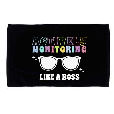 Actively Monitoring Like A Boss Testing Day Funny Teacher Microfiber Hand Towel