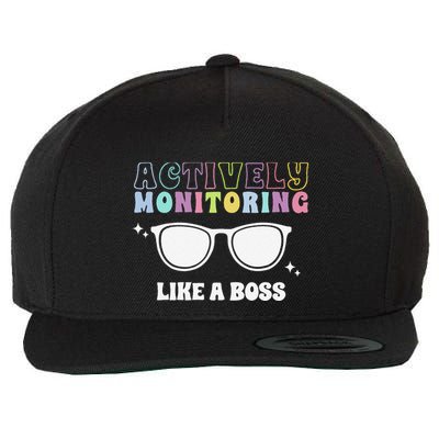 Actively Monitoring Like A Boss Testing Day Funny Teacher Wool Snapback Cap