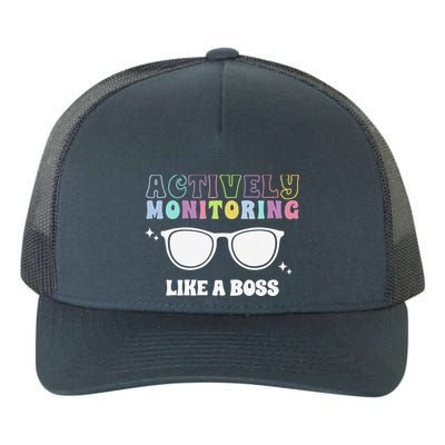 Actively Monitoring Like A Boss Testing Day Funny Teacher Yupoong Adult 5-Panel Trucker Hat