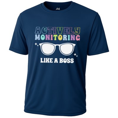 Actively Monitoring Like A Boss Testing Day Funny Teacher Performance Shirt