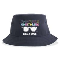 Actively Monitoring Like A Boss Testing Day Funny Teacher Sustainable Bucket Hat