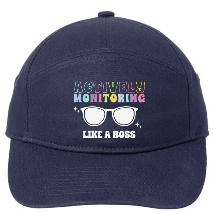 Actively Monitoring Like A Boss Testing Day Funny Teacher 7-Panel Snapback Hat