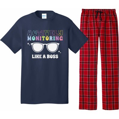 Actively Monitoring Like A Boss Testing Day Funny Teacher Pajama Set