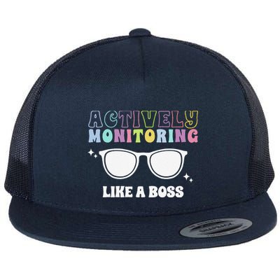 Actively Monitoring Like A Boss Testing Day Funny Teacher Flatbill Hat