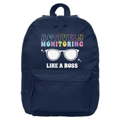 Actively Monitoring Like A Boss Testing Day Funny Teacher 16 in Basic Backpack