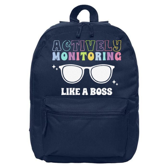 Actively Monitoring Like A Boss Testing Day Funny Teacher 16 in Basic Backpack