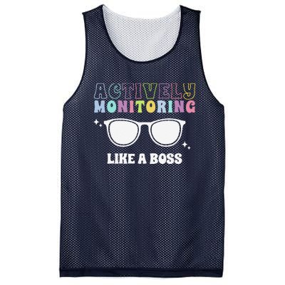 Actively Monitoring Like A Boss Testing Day Funny Teacher Mesh Reversible Basketball Jersey Tank