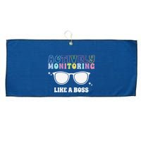 Actively Monitoring Like A Boss Testing Day Funny Teacher Large Microfiber Waffle Golf Towel