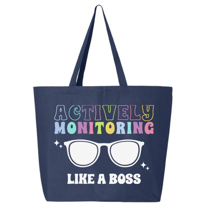 Actively Monitoring Like A Boss Testing Day Funny Teacher 25L Jumbo Tote