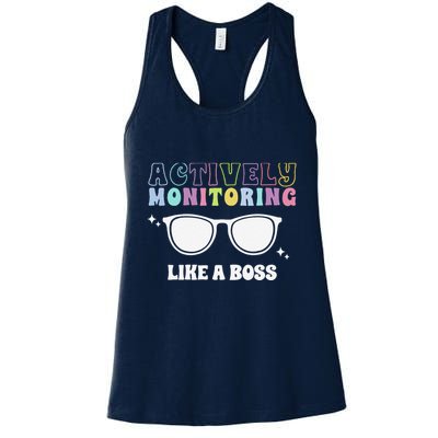 Actively Monitoring Like A Boss Testing Day Funny Teacher Womens Tank Top