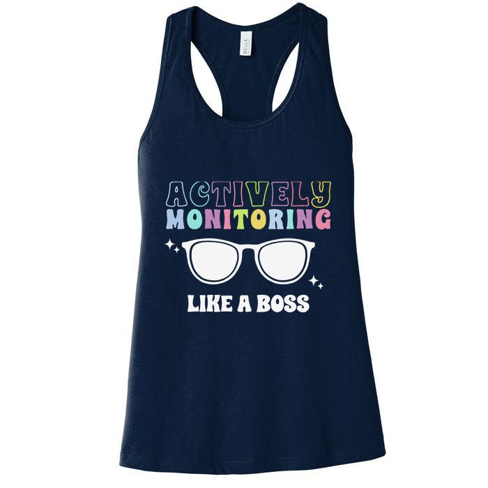 Actively Monitoring Like A Boss Testing Day Funny Teacher Womens Tank Top