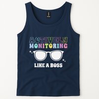 Actively Monitoring Like A Boss Testing Day Funny Teacher Tank Top