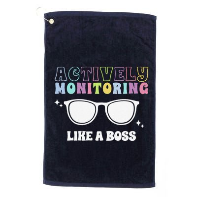 Actively Monitoring Like A Boss Testing Day Funny Teacher Golf Towel