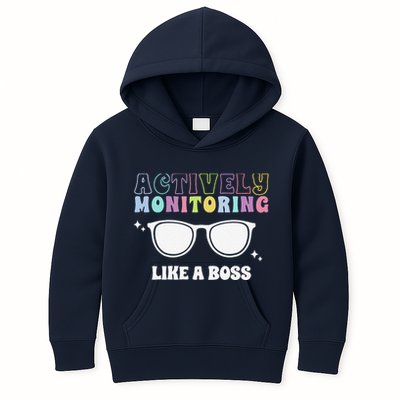 Actively Monitoring Like A Boss Testing Day Funny Teacher Kids Hoodie