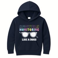 Actively Monitoring Like A Boss Testing Day Funny Teacher Kids Hoodie