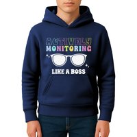 Actively Monitoring Like A Boss Testing Day Funny Teacher Kids Hoodie