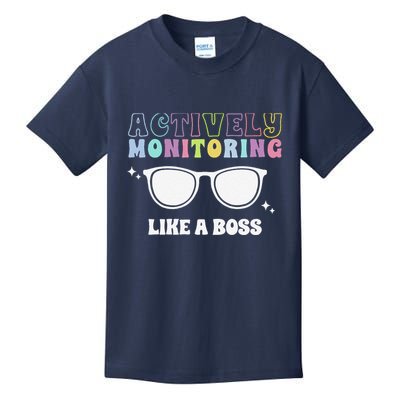 Actively Monitoring Like A Boss Testing Day Funny Teacher Kids T-Shirt