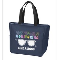 Actively Monitoring Like A Boss Testing Day Funny Teacher Zip Tote Bag
